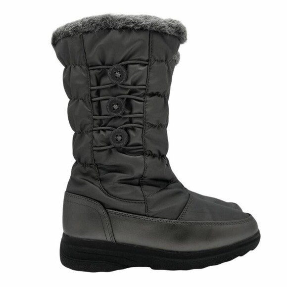 Aqua Stop Mongoose Winter Boots Faux Fur Lined Side Zipper Gray Size 7 - Picture 1 of 10